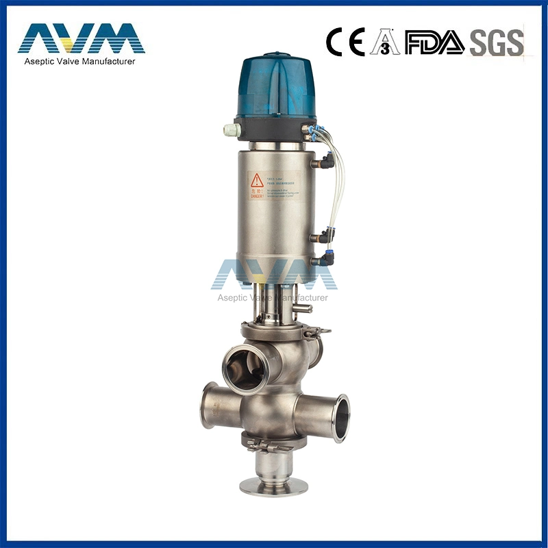 Smart Head Pneumatic Double Seat Mix Proof Valve with Clamp Ends
